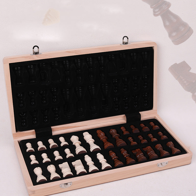 Magnetic Folding Solid Wood Chess Set Double Queen
