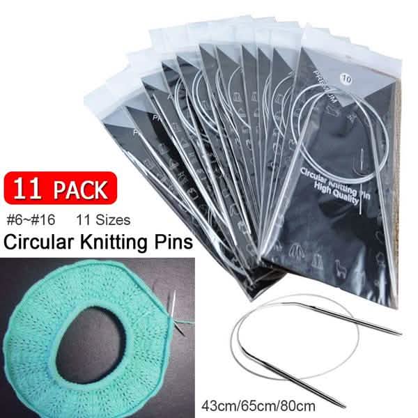 11 Pack Stainless Steel Circular Knitting Needles Set