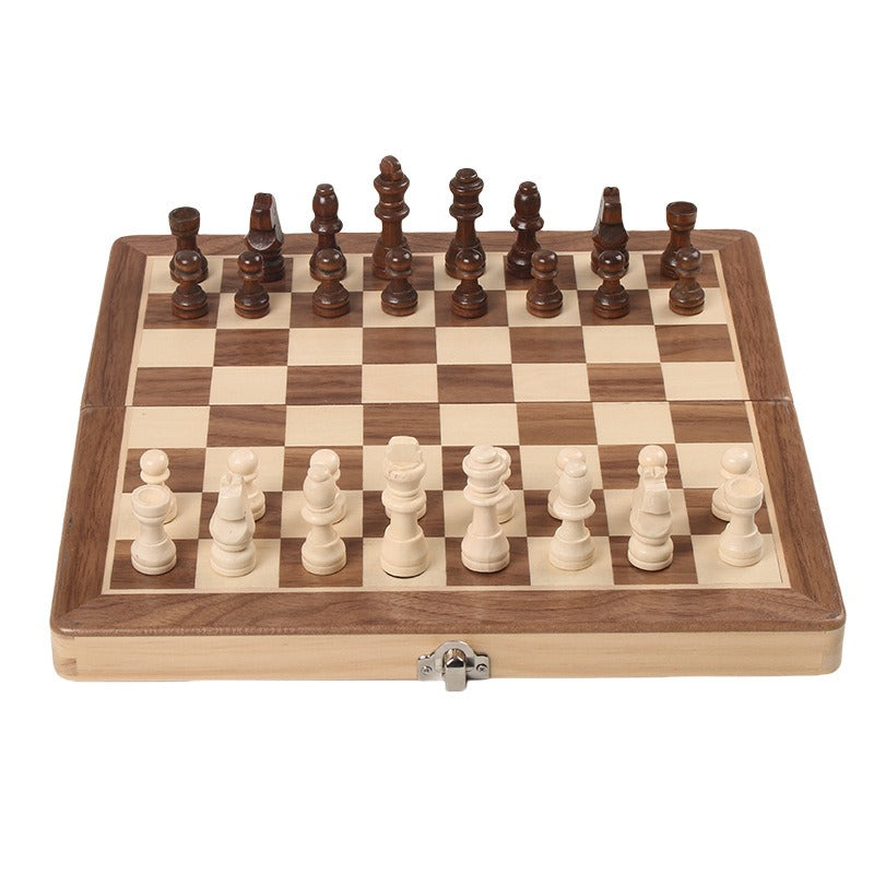 Magnetic Folding Solid Wood Chess Set Double Queen
