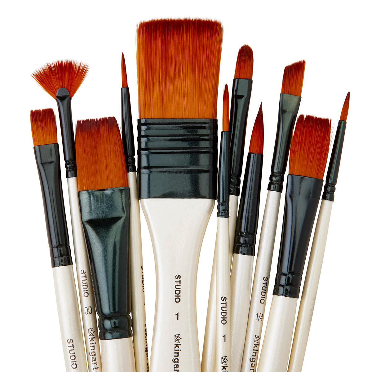 Studio Gold Nylon Brush Set Acrylic Watercolor 12 Piece