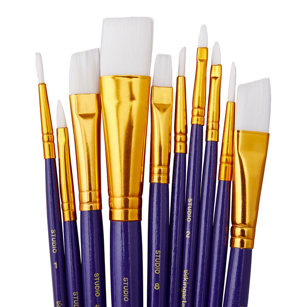 Studio White Nylon Brush Set Acrylic Watercolor 10 Piece