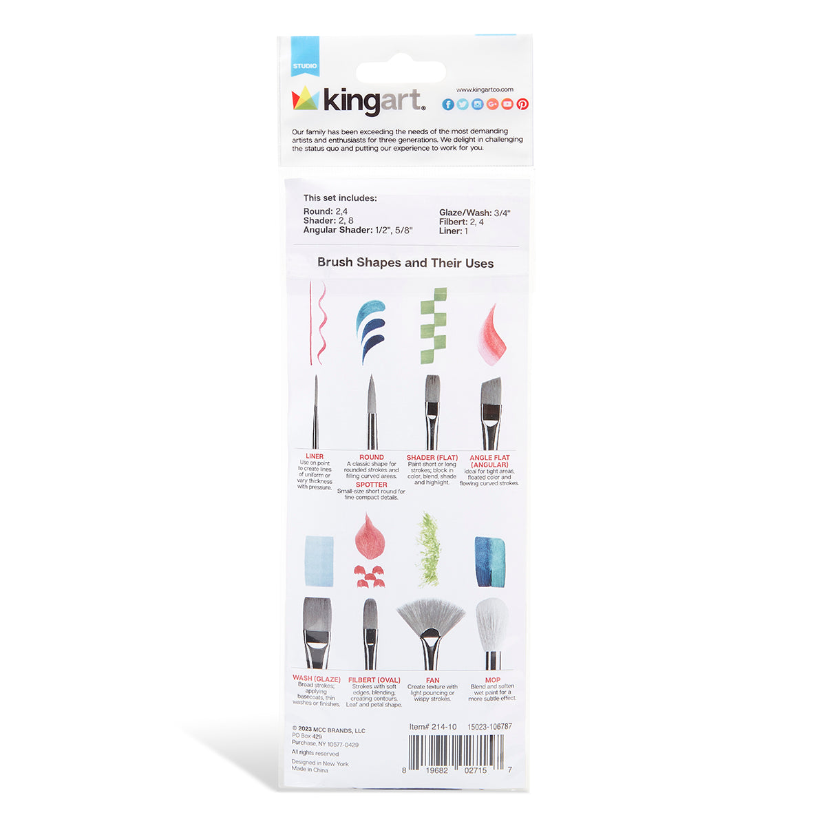 Studio White Nylon Brush Set Acrylic Watercolor 10 Piece