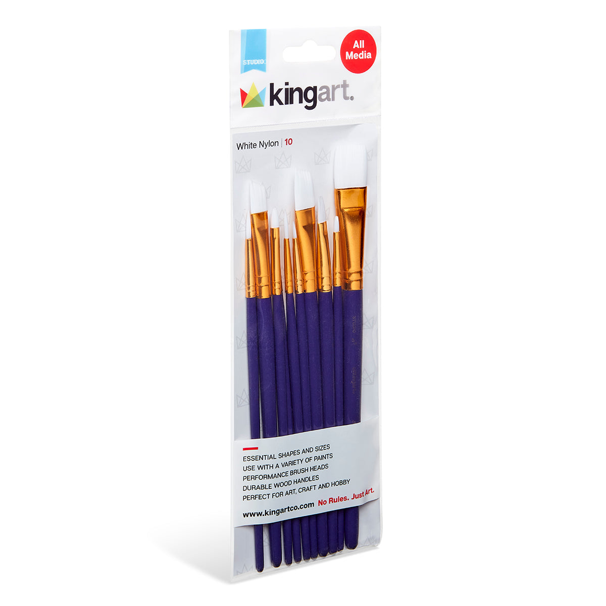 Studio White Nylon Brush Set Acrylic Watercolor 10 Piece