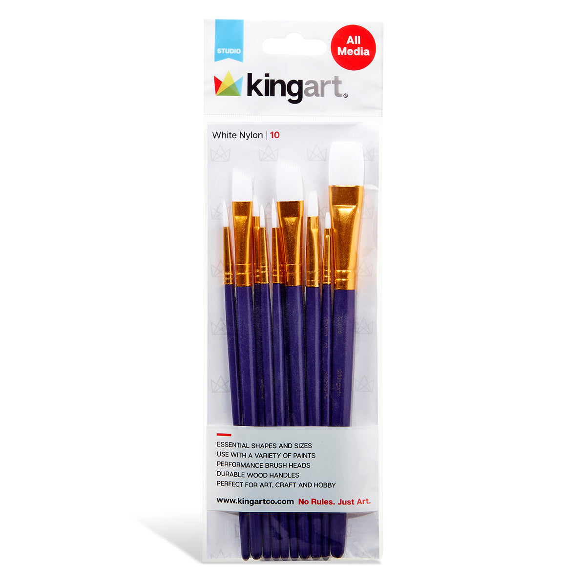 Studio White Nylon Brush Set Acrylic Watercolor 10 Piece