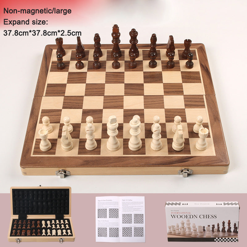 Magnetic Folding Solid Wood Chess Set Double Queen