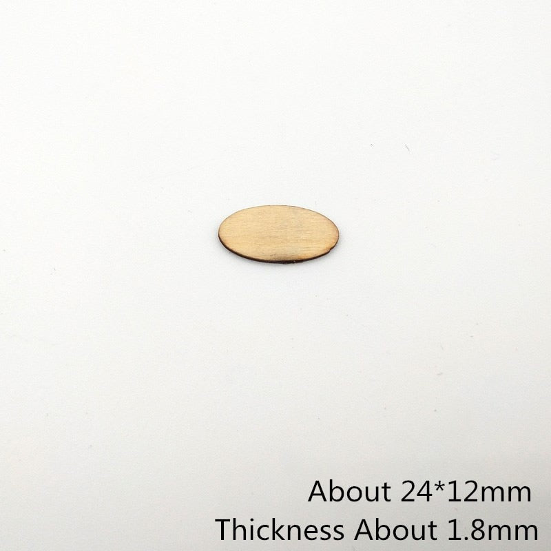 100 Piece Natural Wooden Elliptic Craft Chips Embellishments