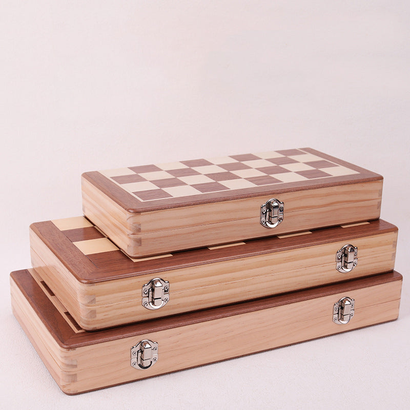 Magnetic Folding Solid Wood Chess Set Double Queen