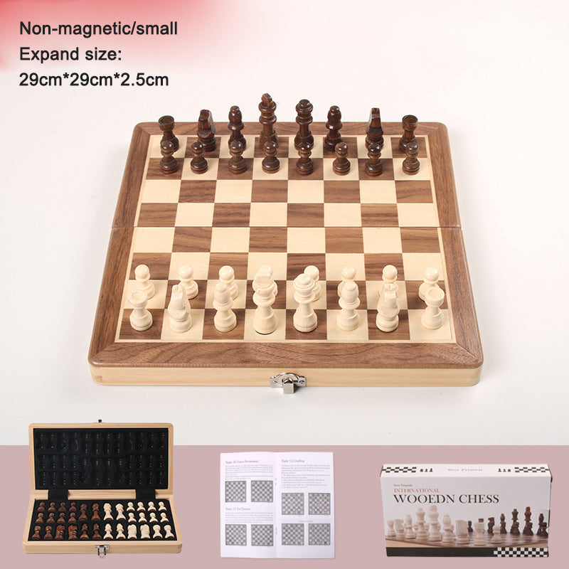 Magnetic Folding Solid Wood Chess Set Double Queen