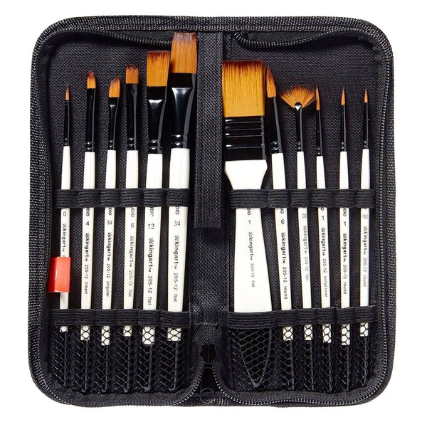 Studio Gold Nylon Brush Set Acrylic Watercolor 12 Piece