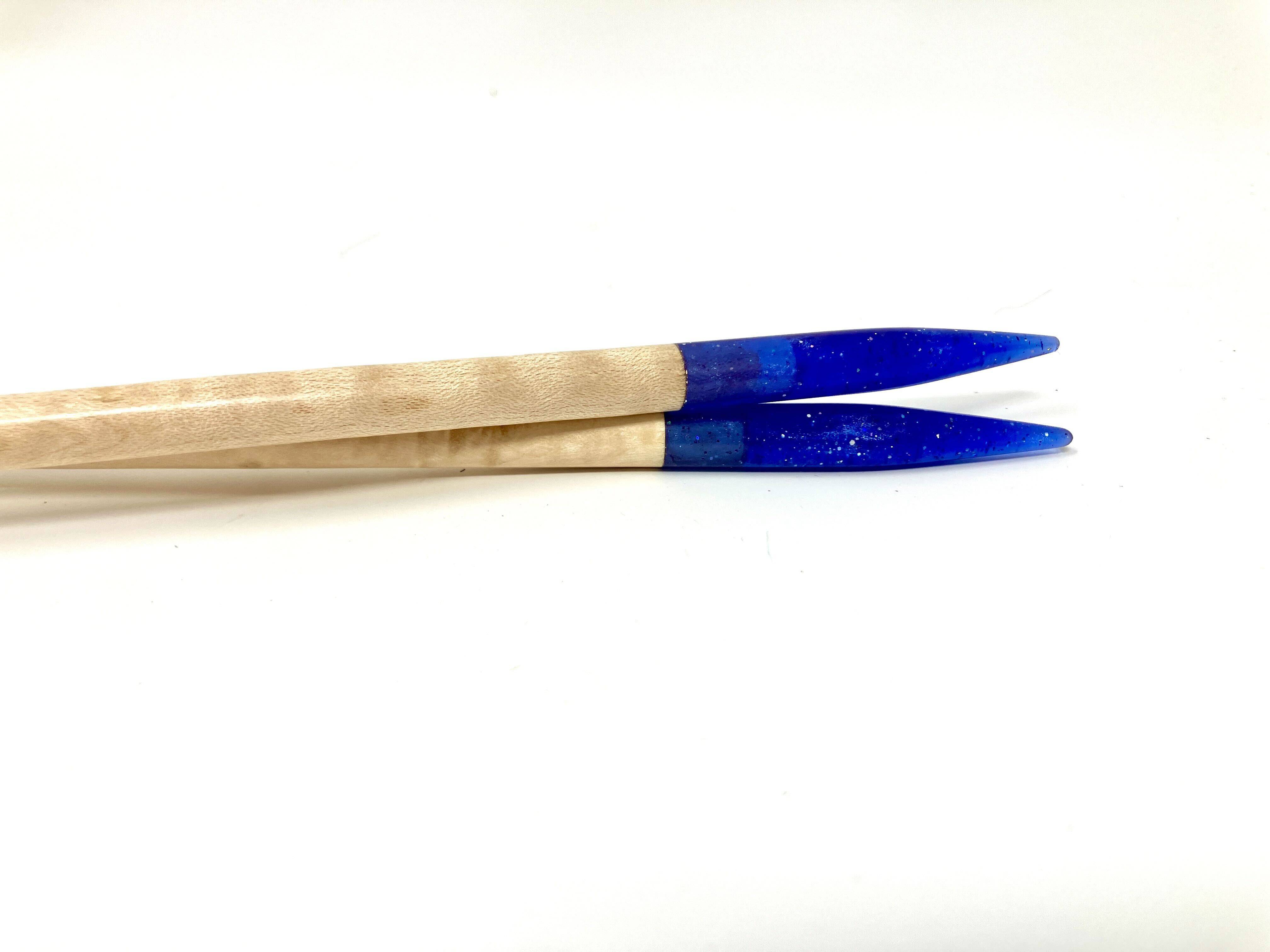Purple Glitter Resin Maple Knitting Needles Craft Tool
