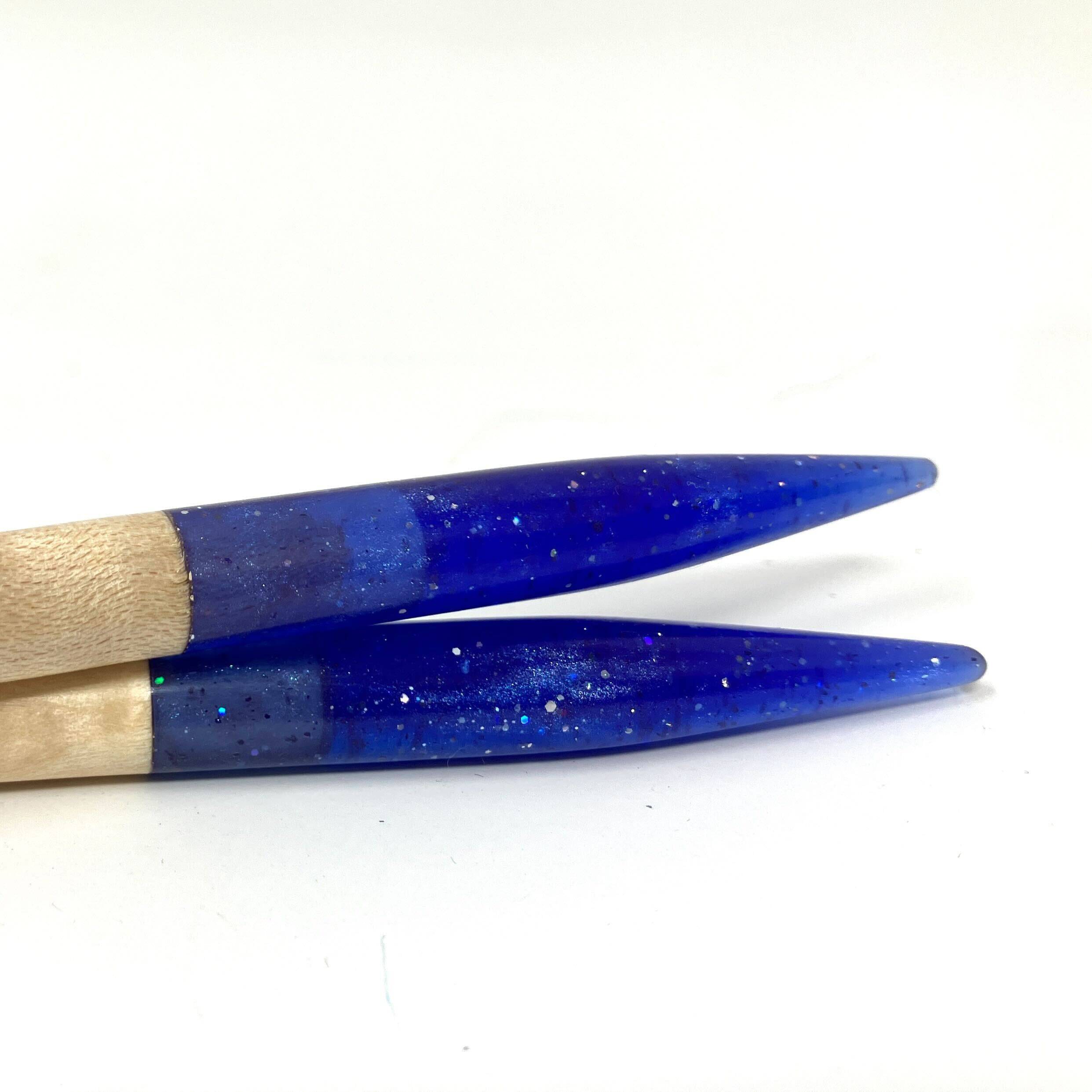 Purple Glitter Resin Maple Knitting Needles Craft Tool