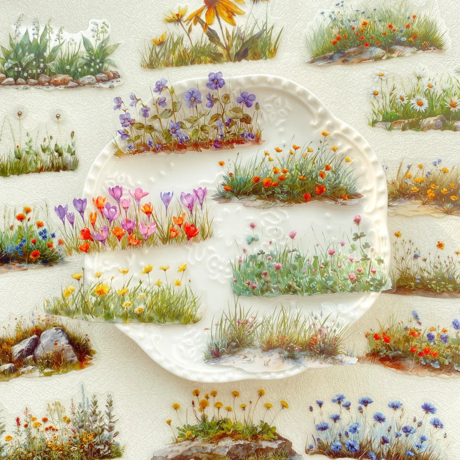 20 Piece Flower PET Green Plant Scrapbook Stickers