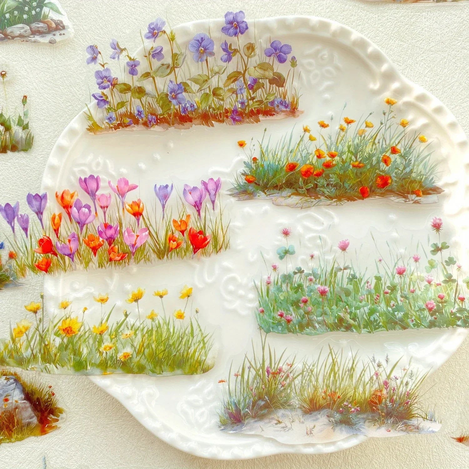 20 Piece Flower PET Green Plant Scrapbook Stickers