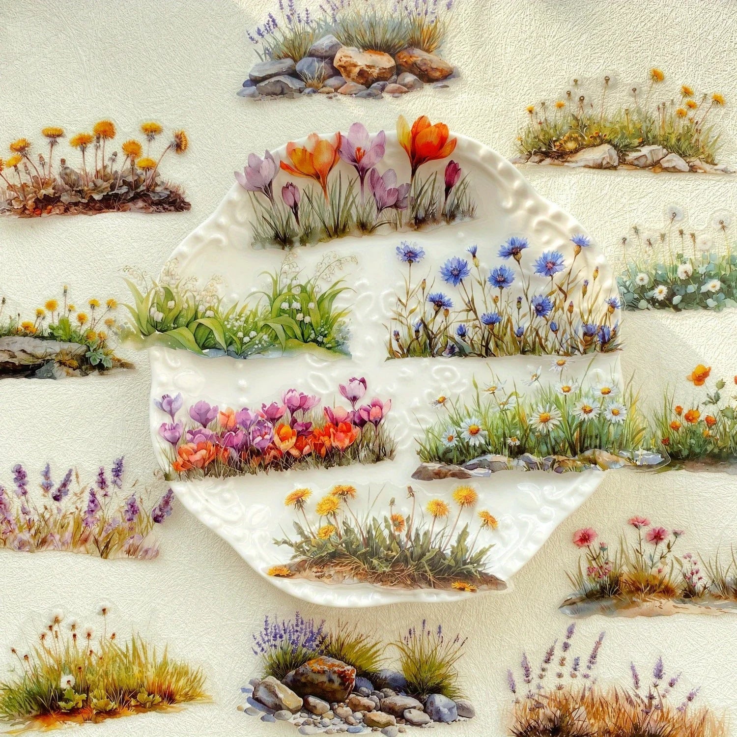 20 Piece Flower PET Green Plant Scrapbook Stickers