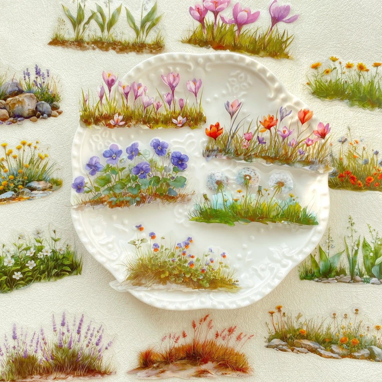 20 Piece Flower PET Green Plant Scrapbook Stickers