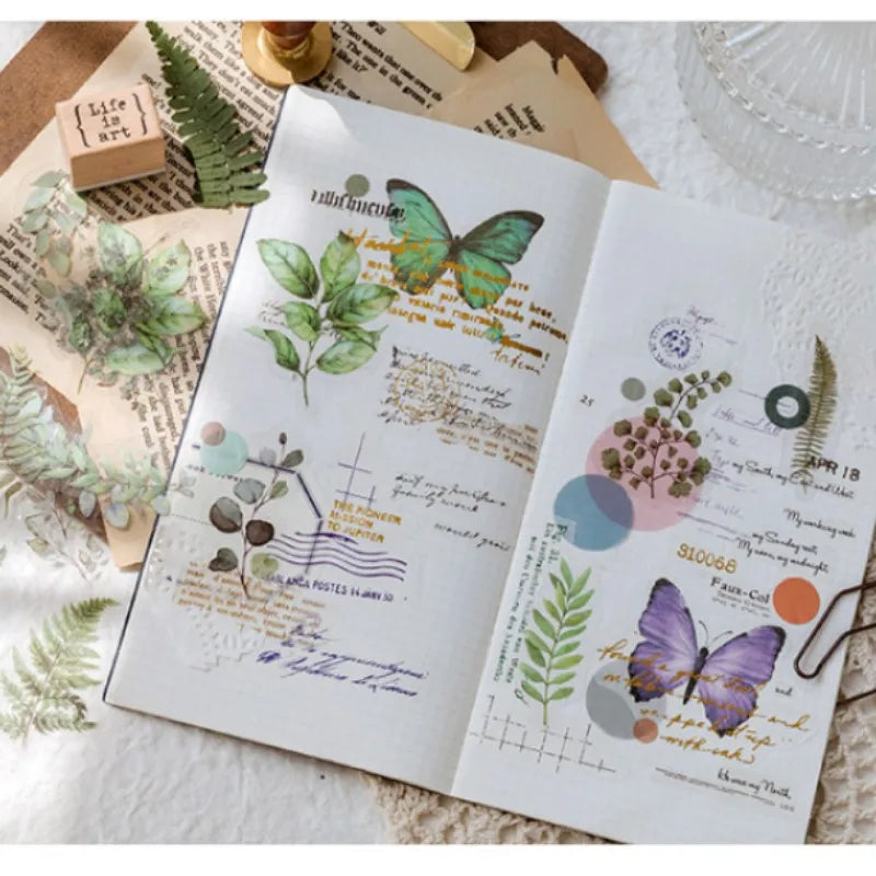 40 Piece Vintage Plant Flower Scrapbook Stickers
