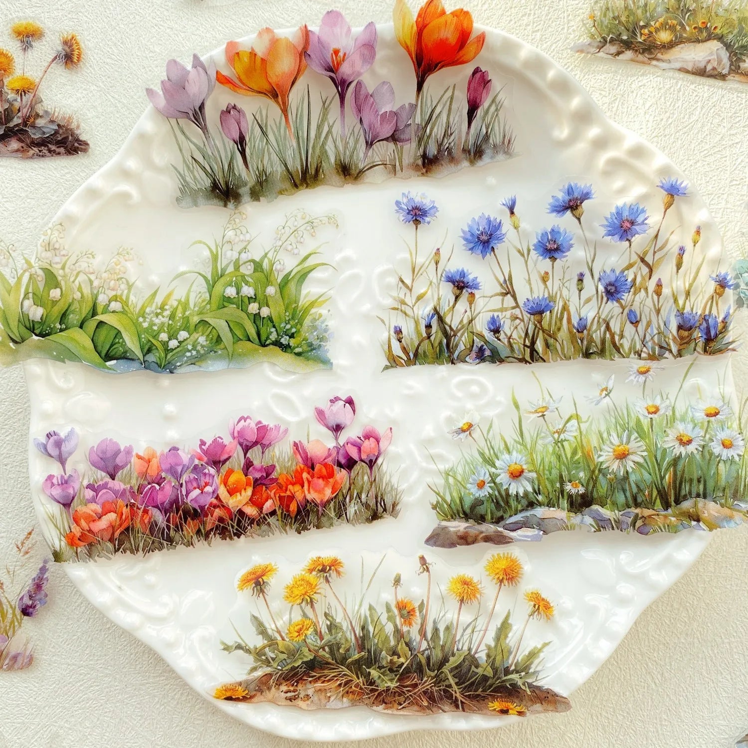 20 Piece Flower PET Green Plant Scrapbook Stickers