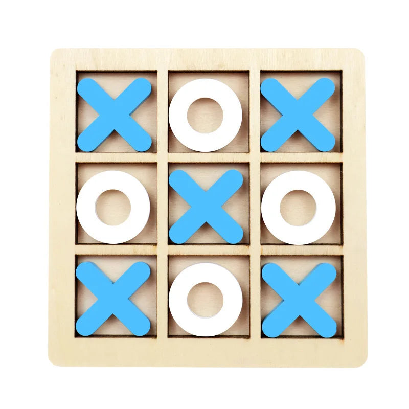 Wooden Tic Tac Toe Two Player Strategy Board Game