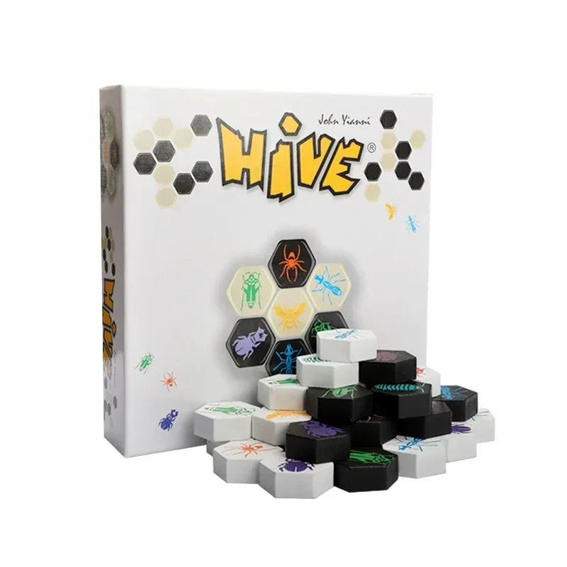 Hive Style Wooden Strategy Board Game 28 Hex Pieces