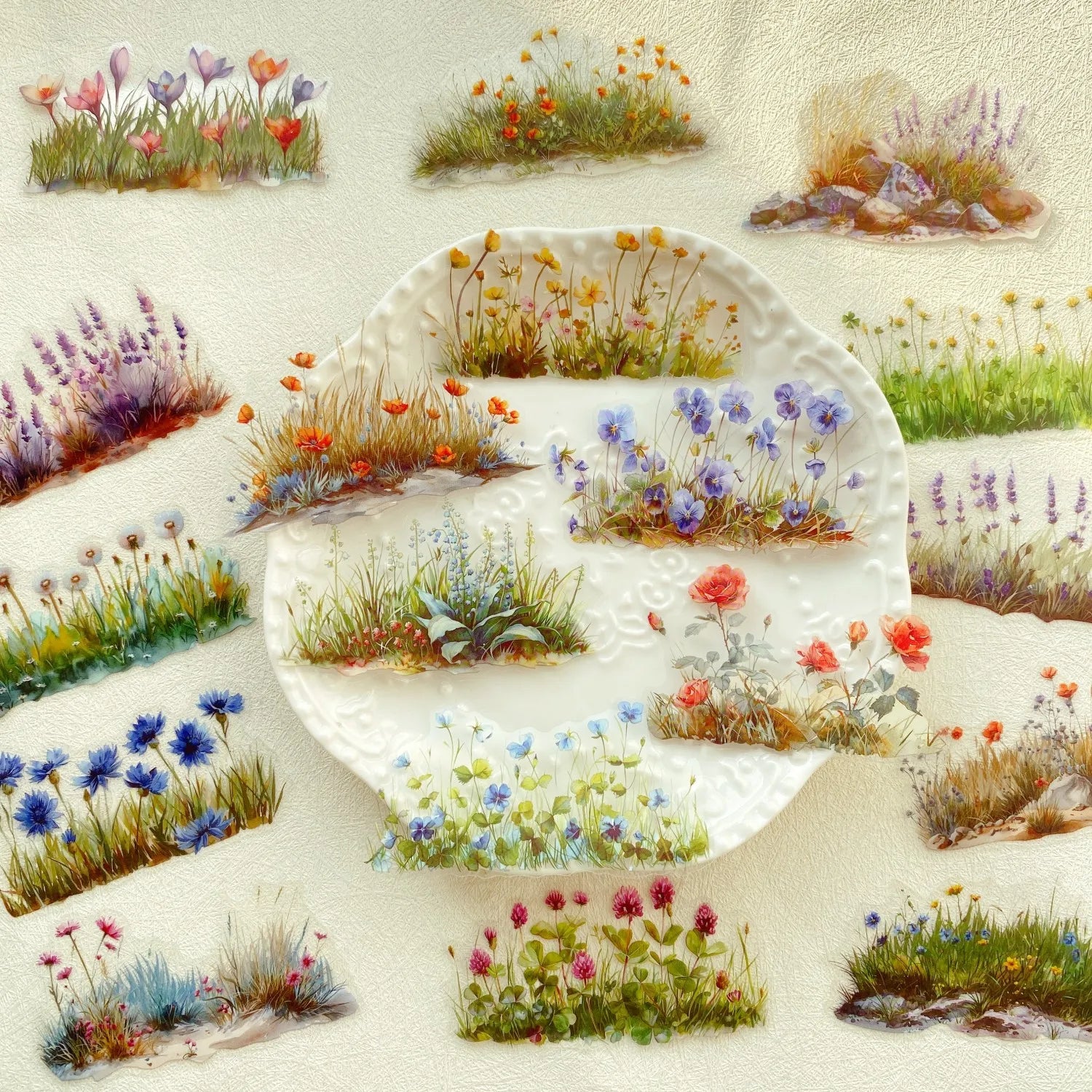 20 Piece Flower PET Green Plant Scrapbook Stickers