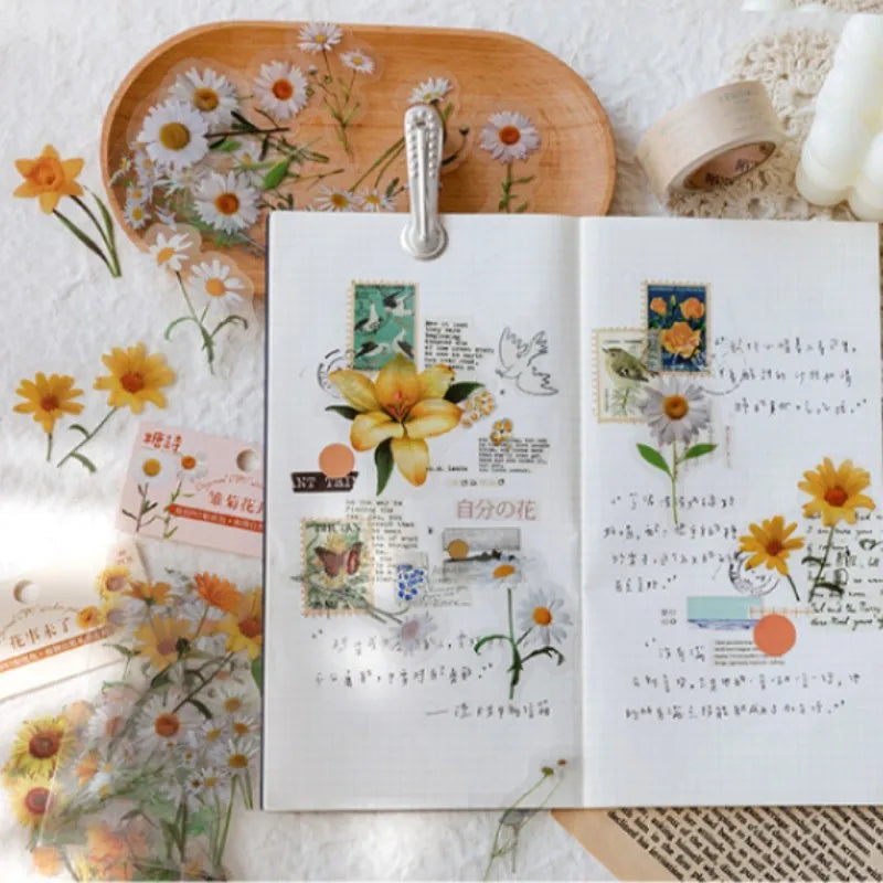 40 Piece Vintage Plant Flower Scrapbook Stickers