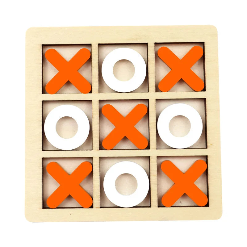 Wooden Tic Tac Toe Two Player Strategy Board Game