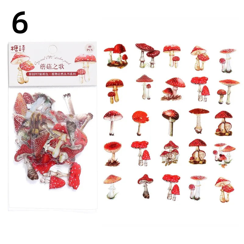 40 Piece Vintage Plant Flower Scrapbook Stickers