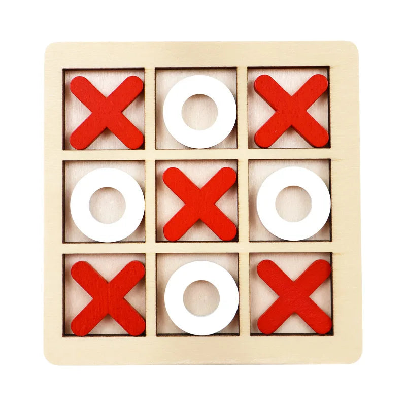 Wooden Tic Tac Toe Two Player Strategy Board Game