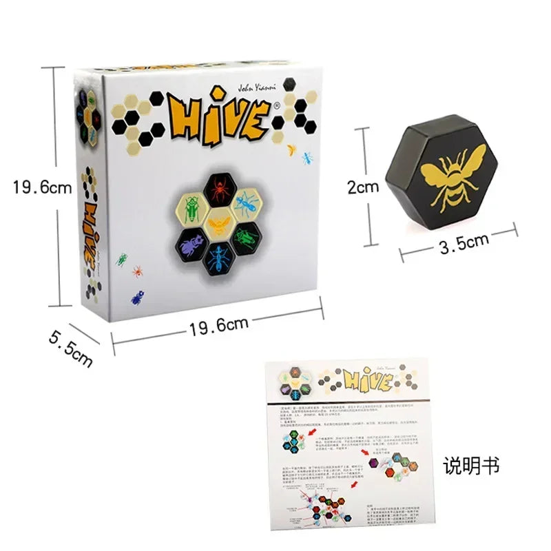 Hive Style Wooden Strategy Board Game 28 Hex Pieces