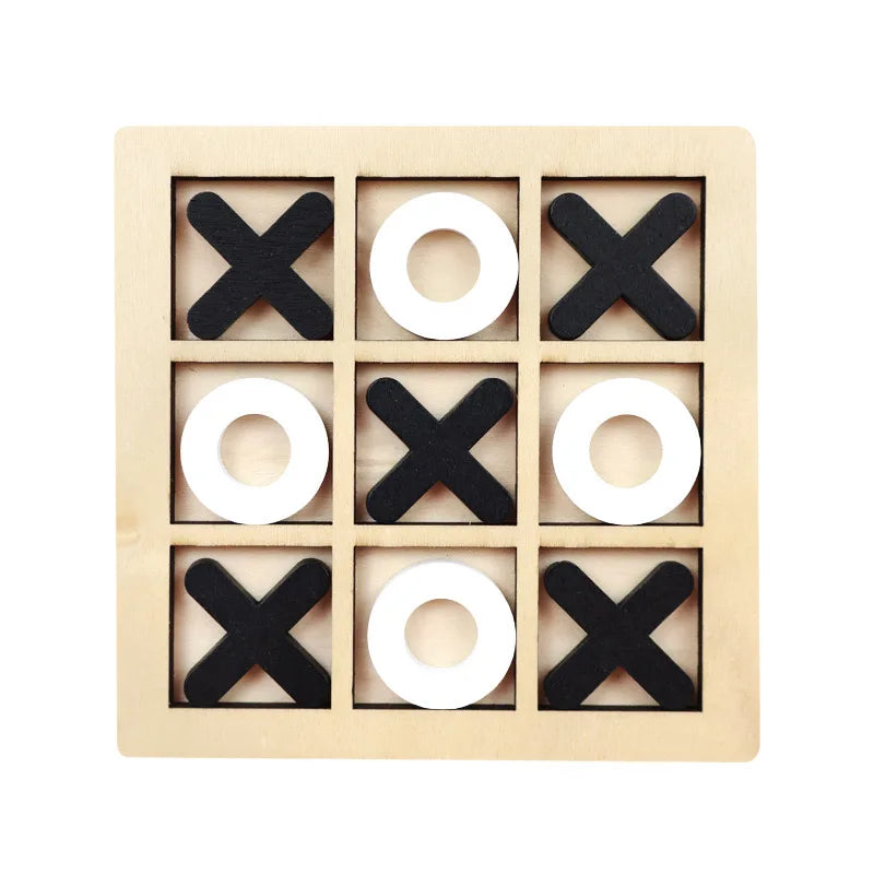 Wooden Tic Tac Toe Two Player Strategy Board Game