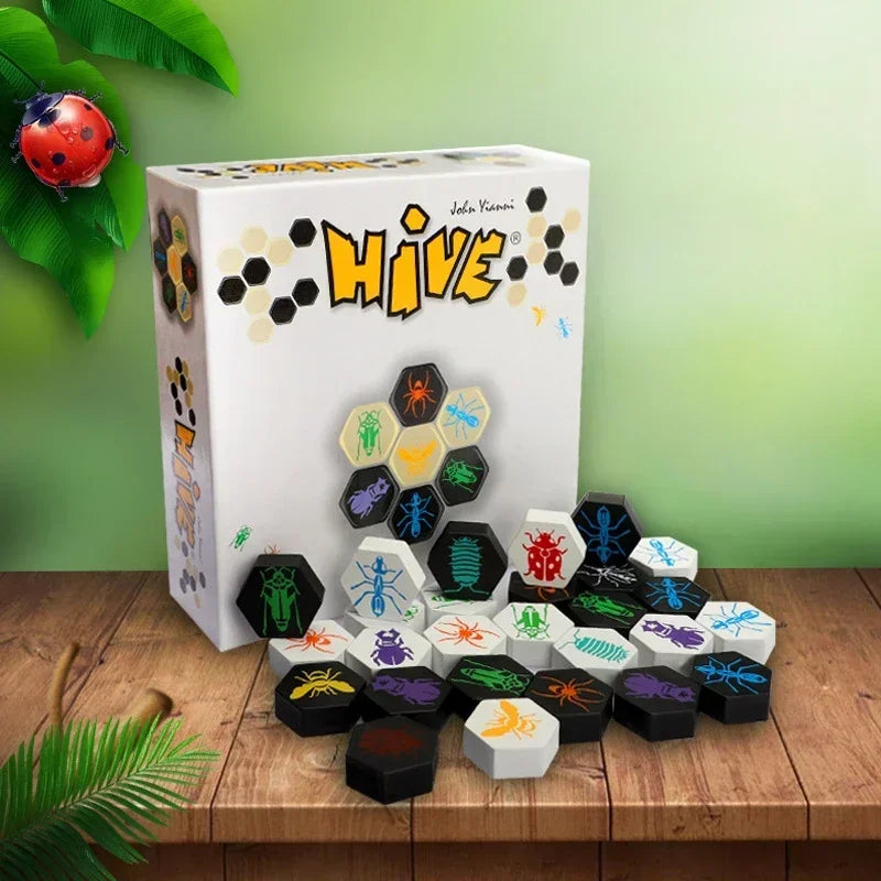 Hive Style Wooden Strategy Board Game 28 Hex Pieces