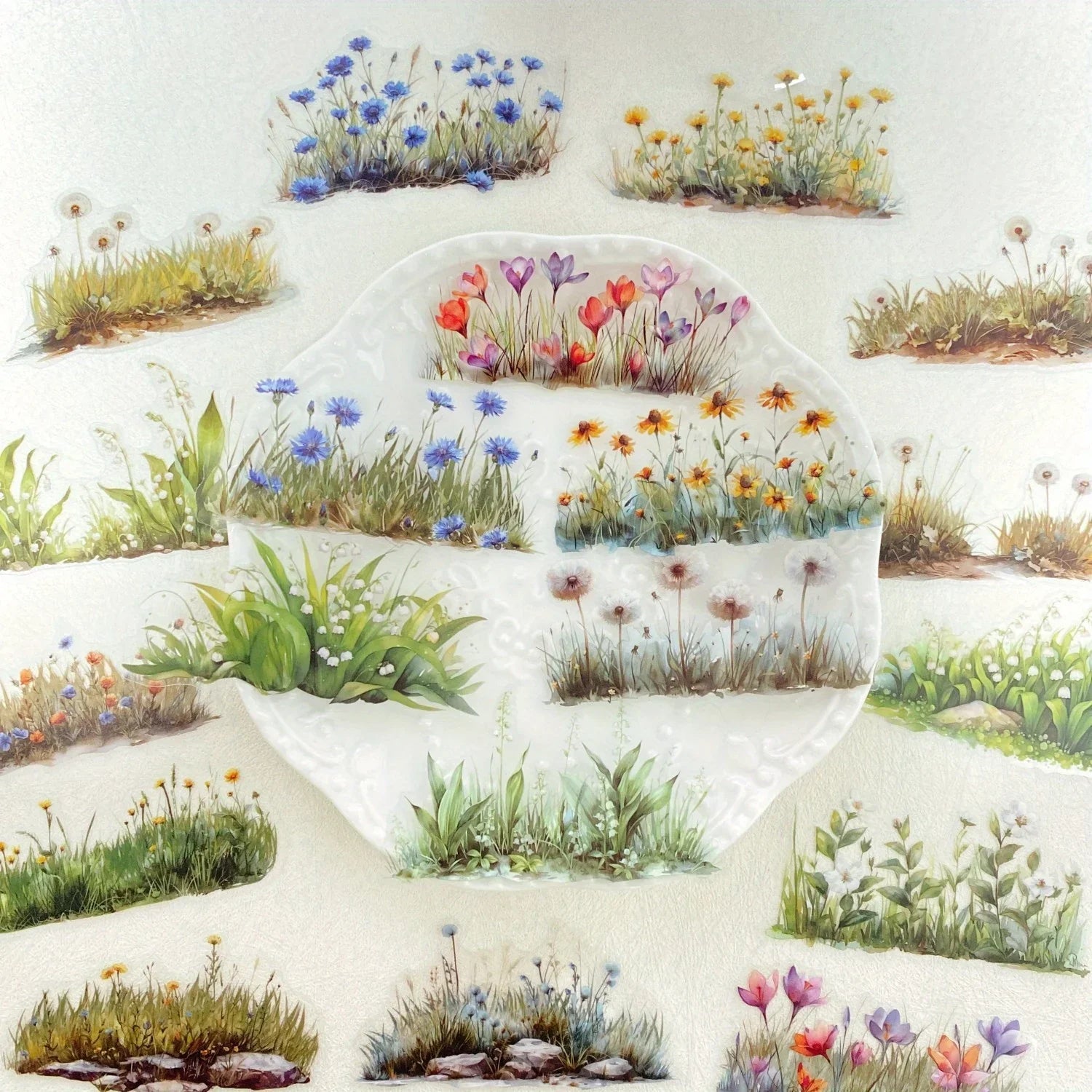 20 Piece Flower PET Green Plant Scrapbook Stickers