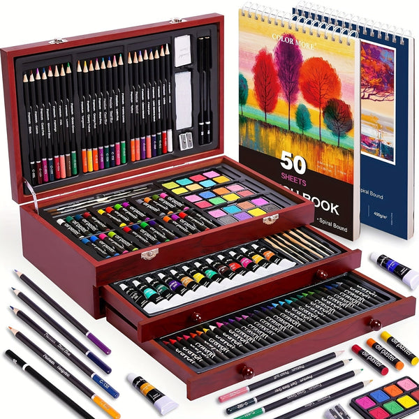 175 Piece Deluxe Art Set Wooden Case Painting Supplies