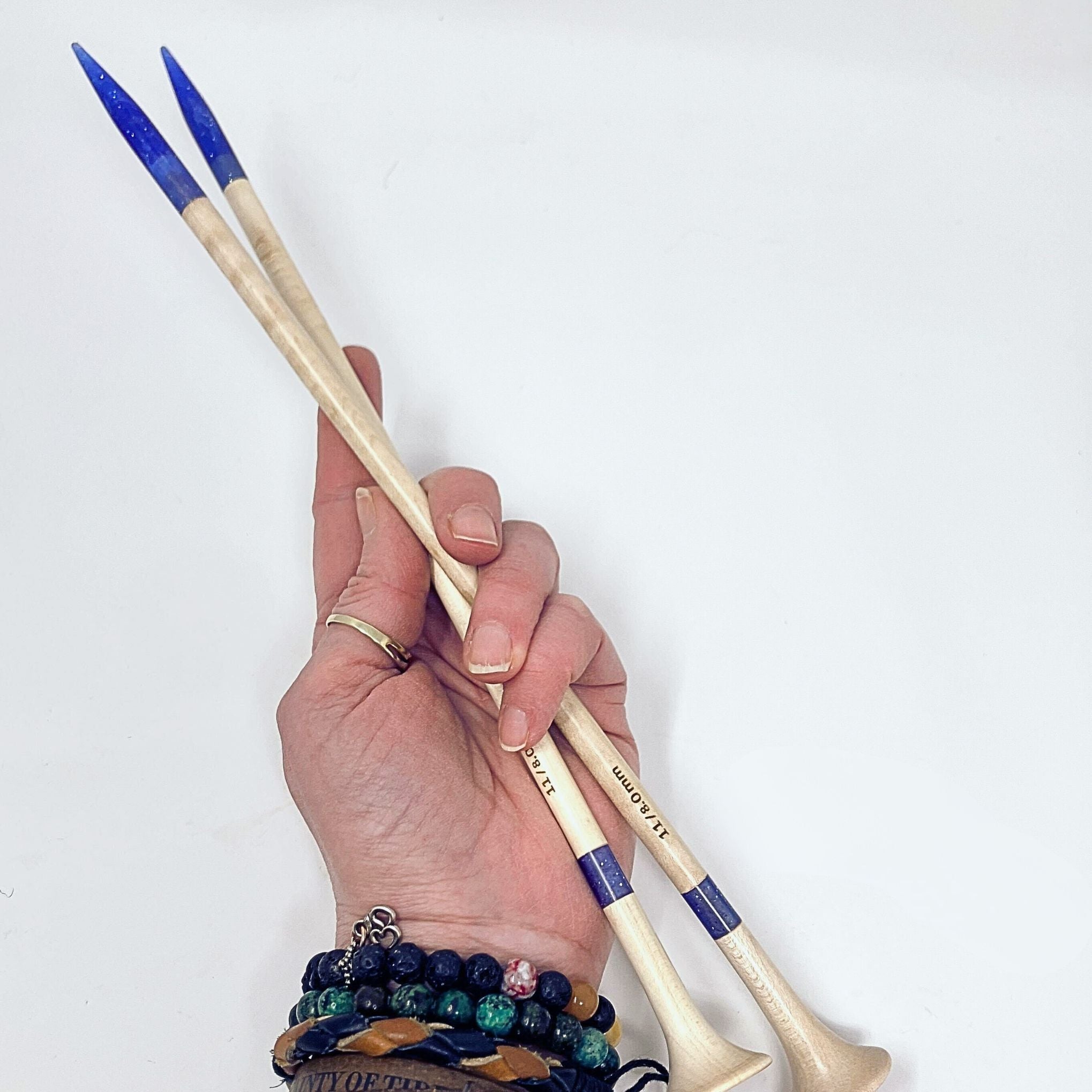 Purple Glitter Resin Maple Knitting Needles Craft Tool