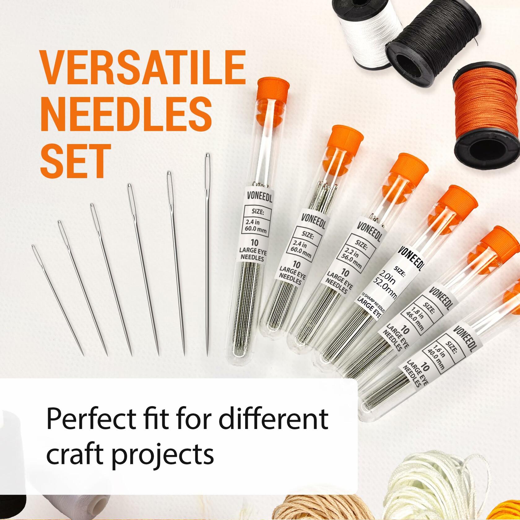 Large Eye Sharp Sewing Needles 60 Piece Set