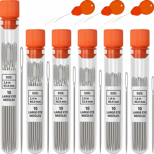 Large Eye Sharp Sewing Needles 60 Piece Set