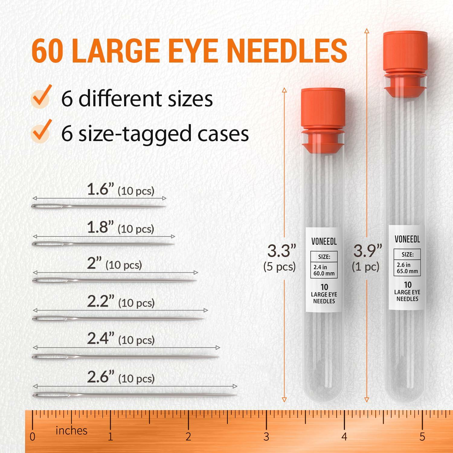 Large Eye Sharp Sewing Needles 60 Piece Set